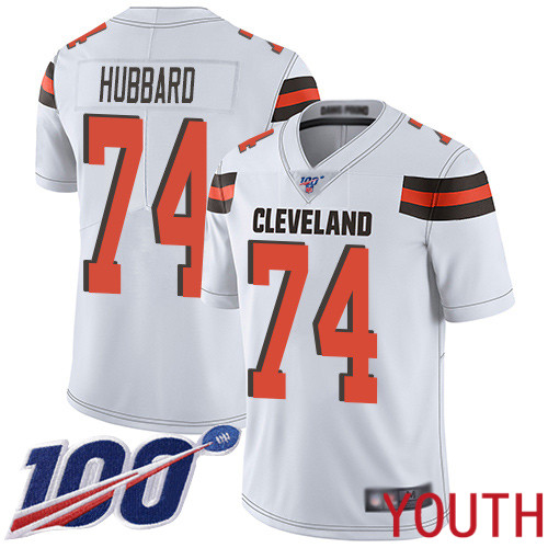 Cleveland Browns Chris Hubbard Youth White Limited Jersey 74 NFL Football Road 100th Season Vapor Untouchable